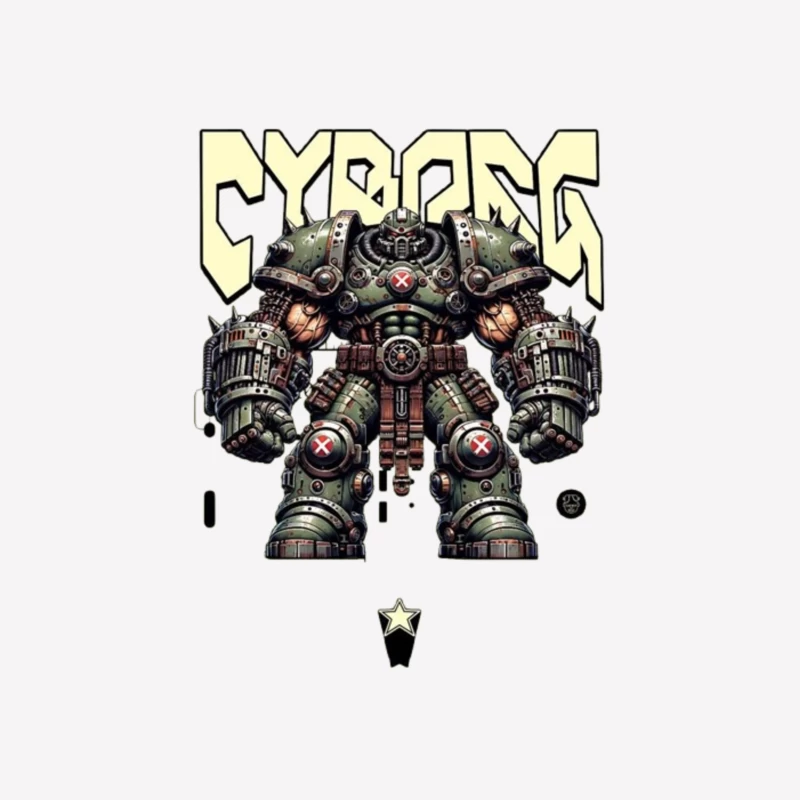 Heavy Combat Cyborg Mech Armor Illustration Female T-Shirt