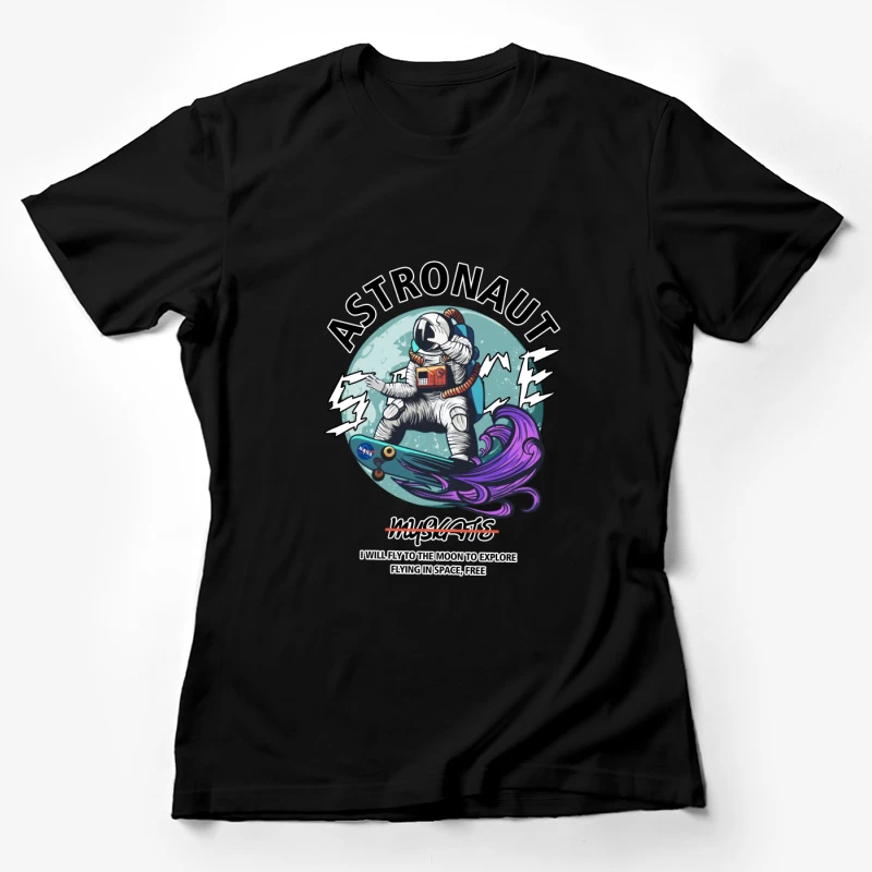 Astronaut auf Skateboard im Weltraum Damen T-Shirt