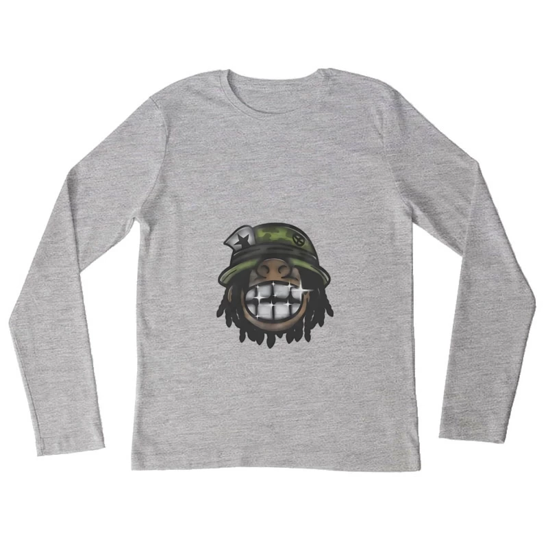 Volto sorridente con cappello mimetico Maglietta maniche lunghe Donna