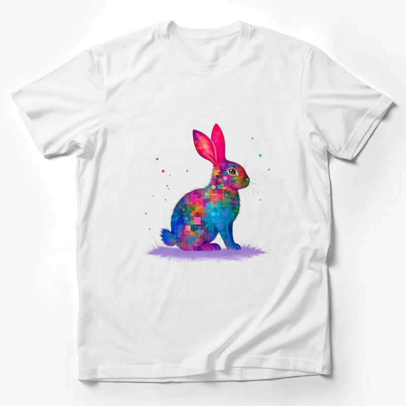 Vibrant Watercolor Geometric Rabbit Art Male T-Shirt