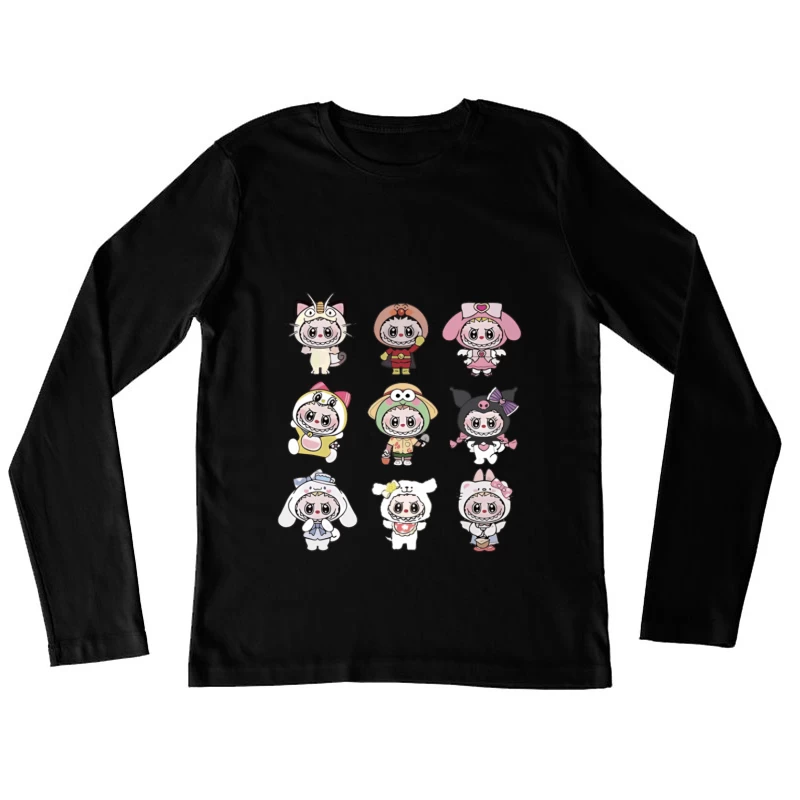 Niedliche Maskottchen in verschiedenen Kostümen Damen Langarm T-Shirt