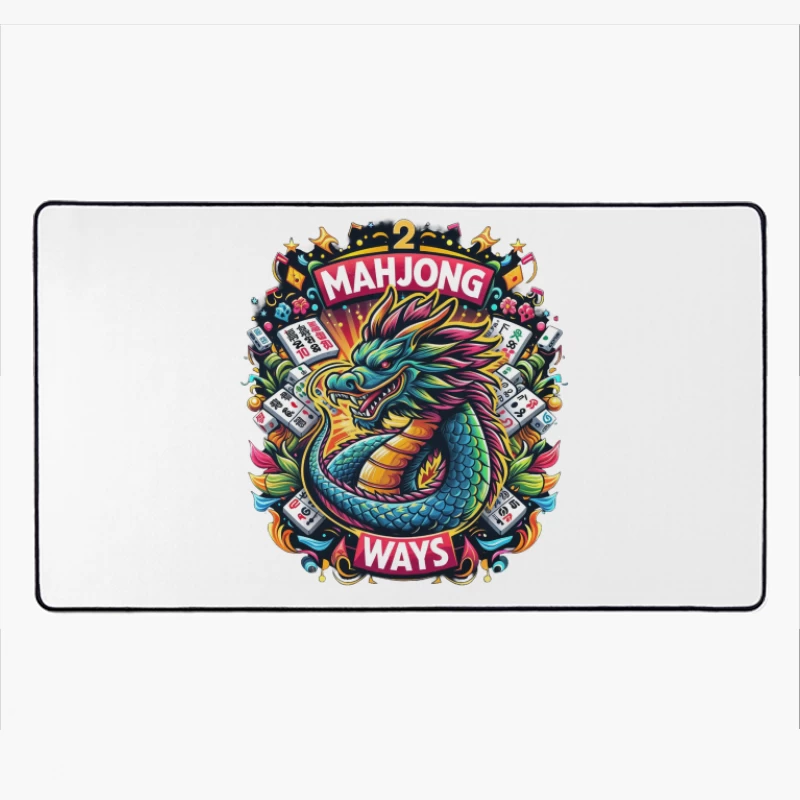 Majestic Dragon with Mahjong Tiles Desk Mat