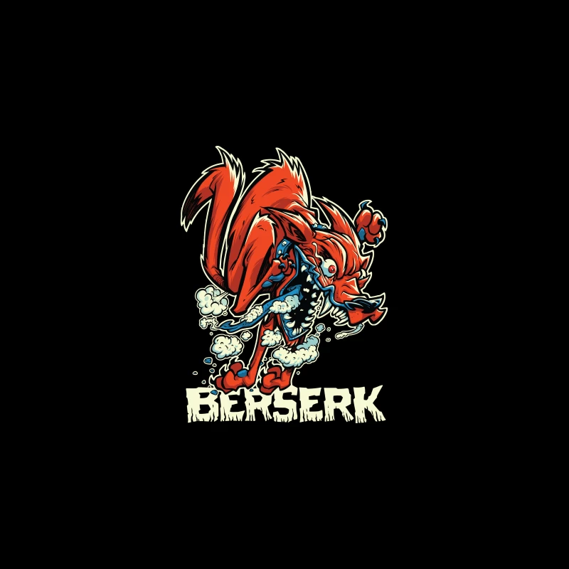 Aggressive Cartoon Wolf Berserk Art Desk Mat