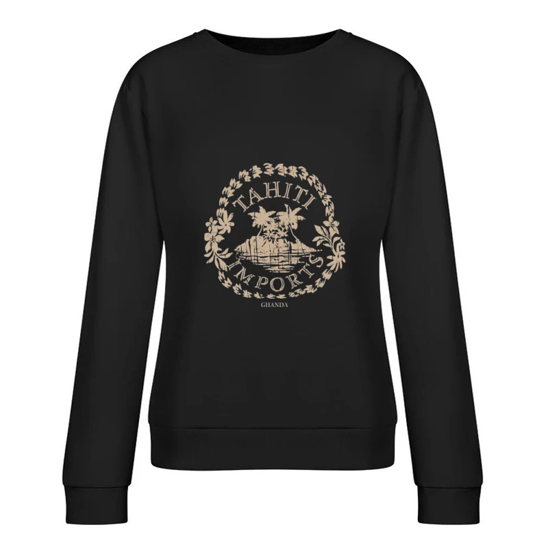 Logo di Import Tahiti con Palma e Isola Felpa pullover Donna