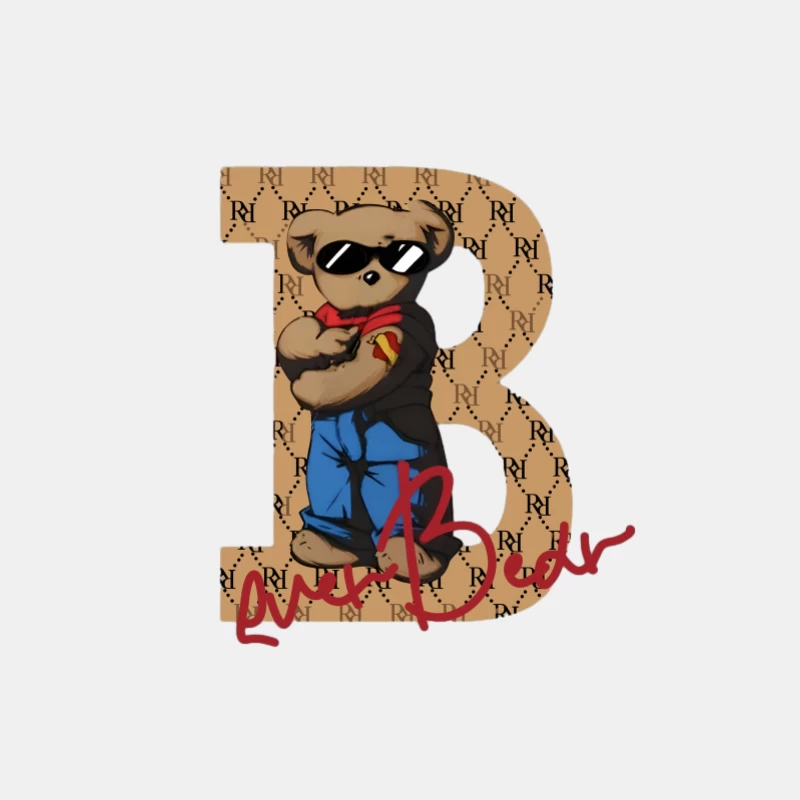 Cooler Bär Illustration mit Buchstabe B Hintergrund Herren Tanktops