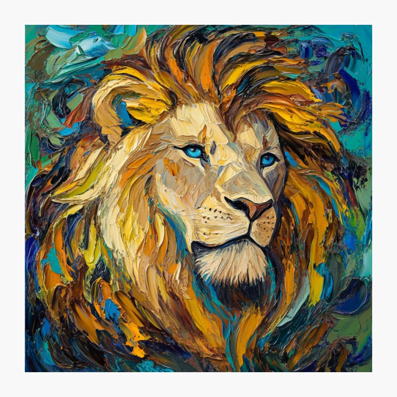 Colorful Impressionist Lion Art Painting Pin