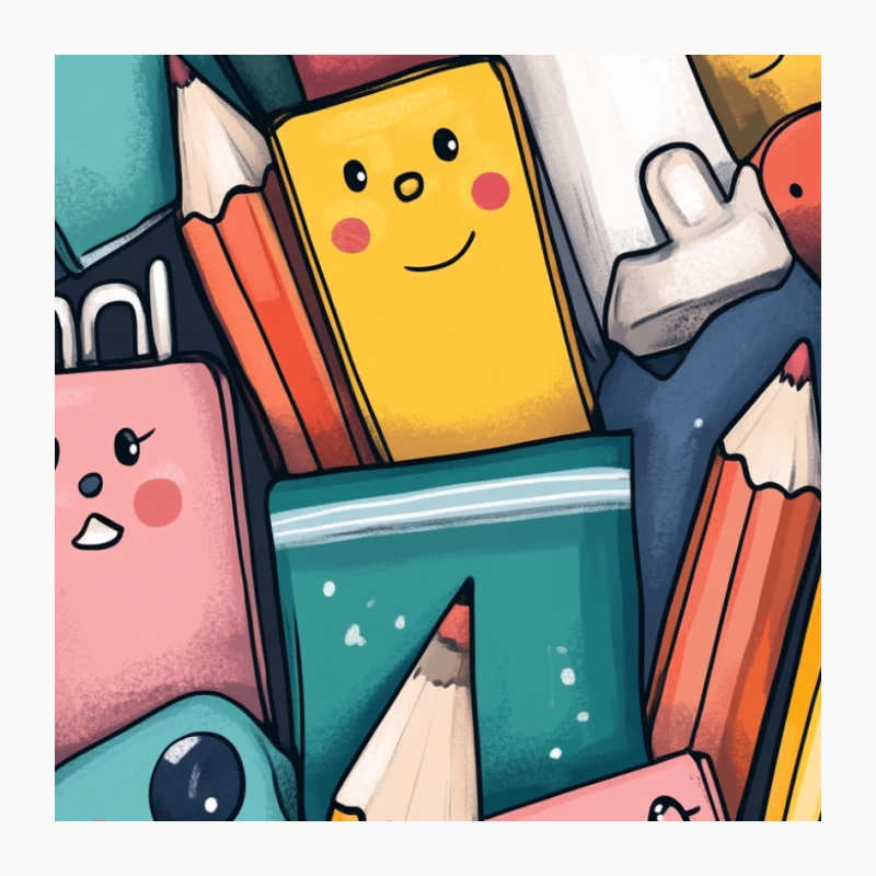Cute Kawaii School Supplies Cartoon Illustration Pin