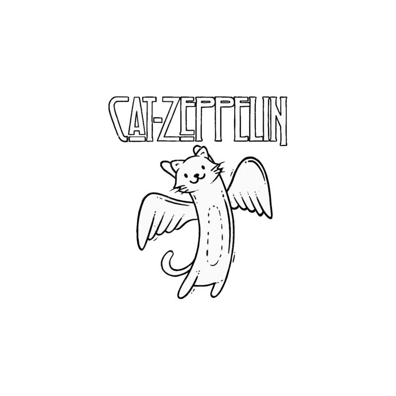 Flying Cat Zeppelin Logo - Musical Band Cartoon Tapestry