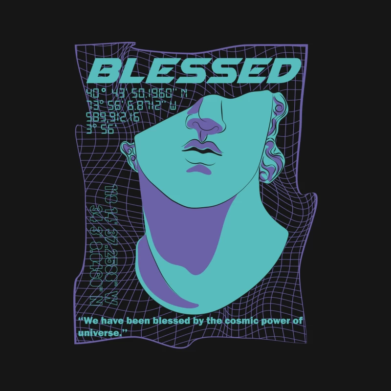 Futuristische Venus-Büste mit Segensbotschaft Herren Langarm T-Shirt