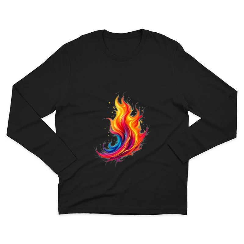 Vibrant Rainbow Flame Abstract Art Male Long Sleeve T-Shirt