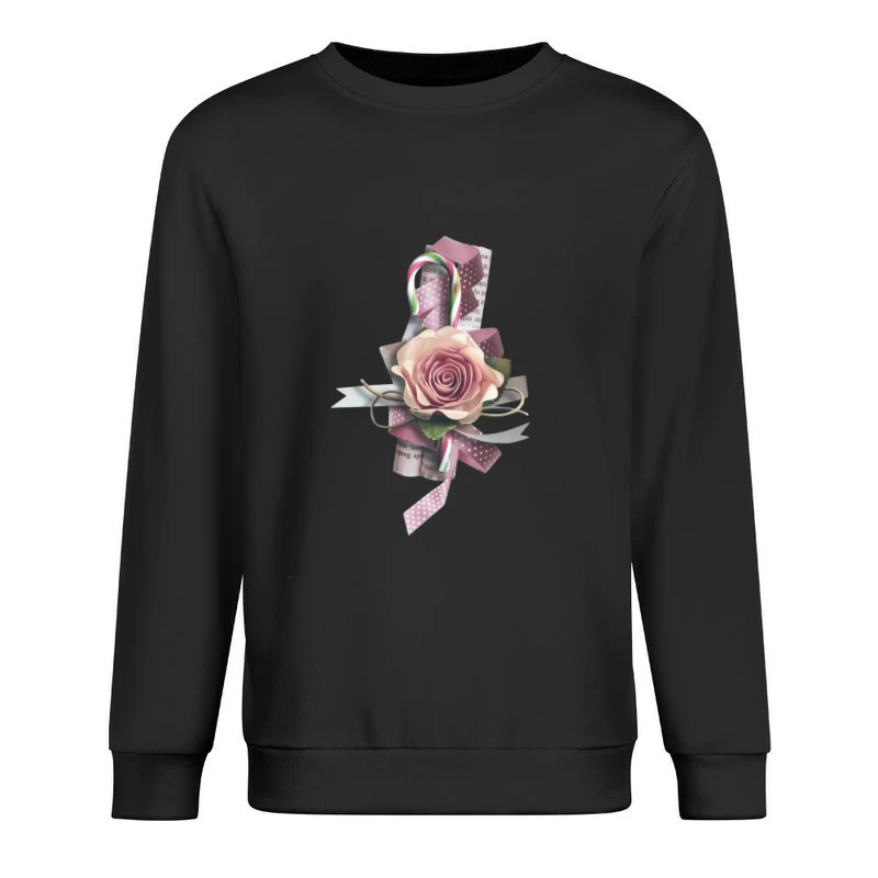 Kunstvolle Verzierung mit Rose und Zuckerstange Herren Pullover Sweatshirt