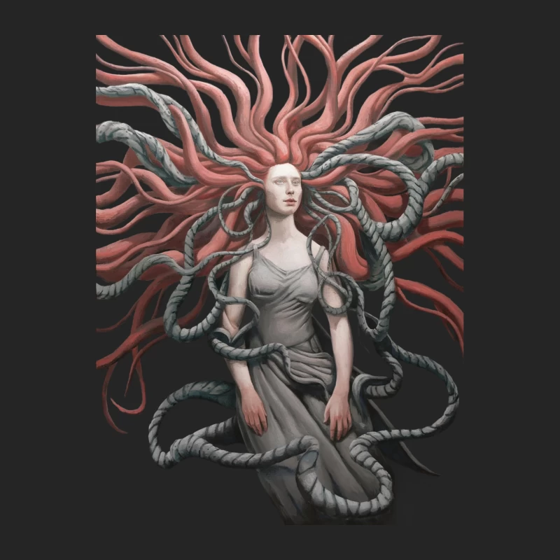 Surreal Medusa: A Fantasy Illustration of Mythological Creature Female Pullover Sweatshirt