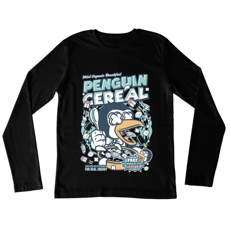 Céréale Pengouin Organique - Petit Déjeuner Amusant Femme Manches Longues T-Shirt