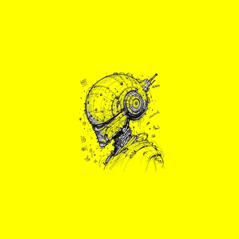 Futuristic Cybernetic Robot Illustration iPhone Case