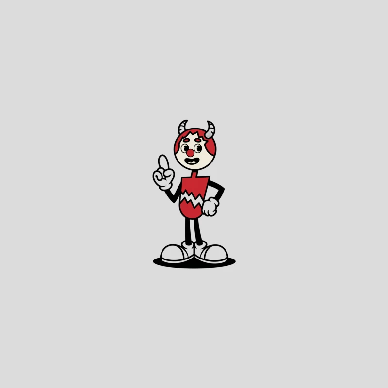 Quirky Red Devil Mascot Pointing Upwards Baseball Cap
