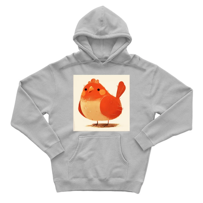 Cute Red Robin Bird Illustration Male Pullover Hoodie