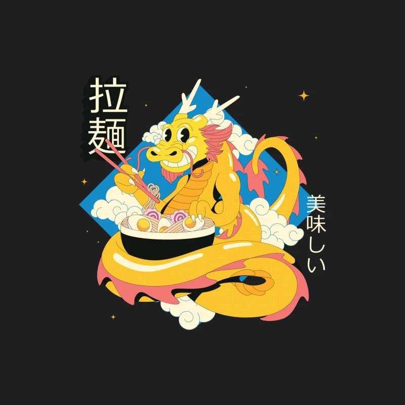 Colorful Cartoon Dragon Enjoying Chinese Ramen Noodle Male Tank Top
