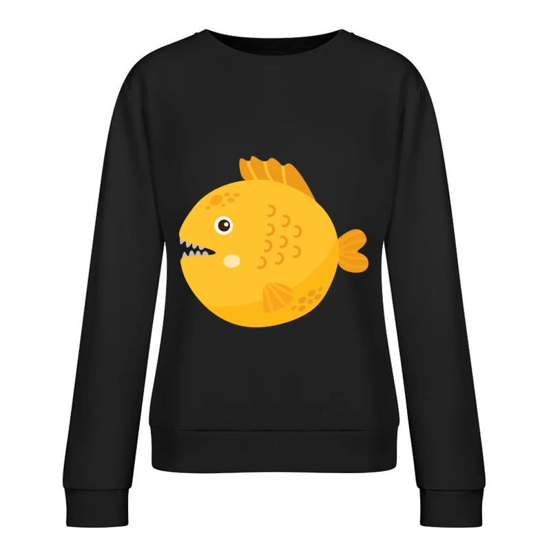 Poisson jaune mignon avec dents pointues Femme Sweat-shirt à enfiler