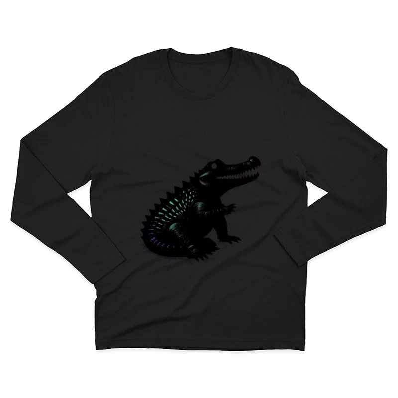 Cute Black Alligator Silhouette with Iridescent Details Male Long Sleeve T-Shirt