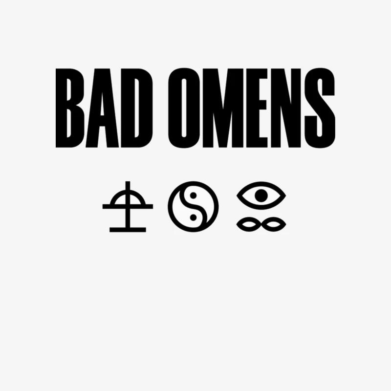 Bad Omens Band Logo with Mystical Symbols in Black and White Female Pullover Sweatshirt