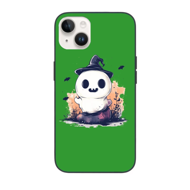 Cute Ghostly Halloween Character with Witch Hat iPhone Case