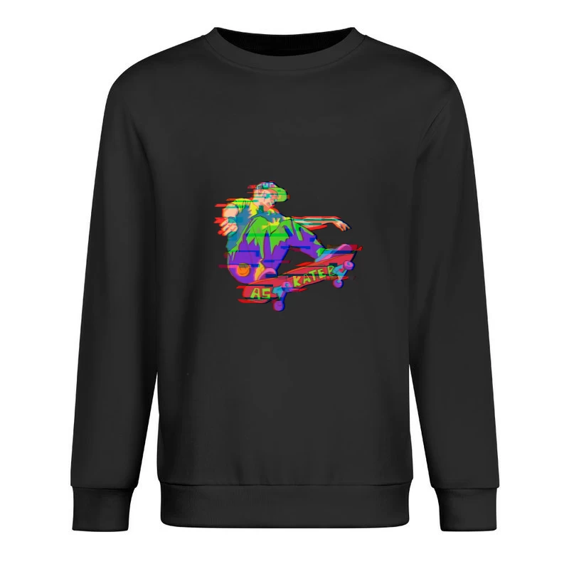 Bunter Skater-Trick in Pixelkunst Herren Pullover Sweatshirt