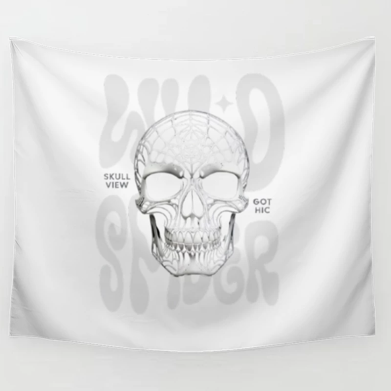 Gothic Anatomical Skull Sketch Illustration Tapestry