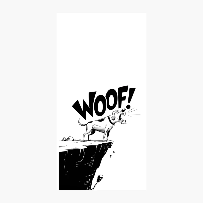 Barking Dog on Cliff: Comic Illustration iPhone Case