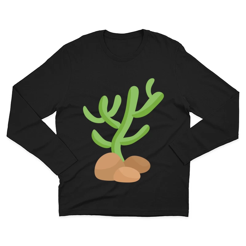 Illustration de cactus sur des rochers Homme Manches Longues T-Shirt