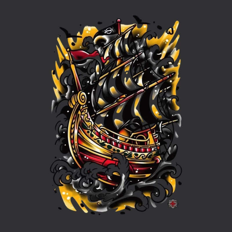 Artistic Pirate Ship Design Pin