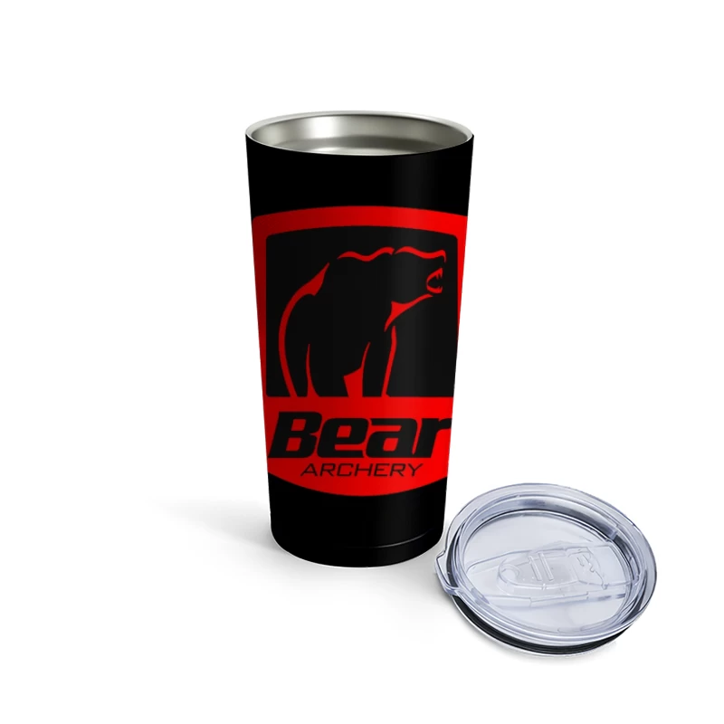 Bear Archery Company Red Logo Design Travel Mug