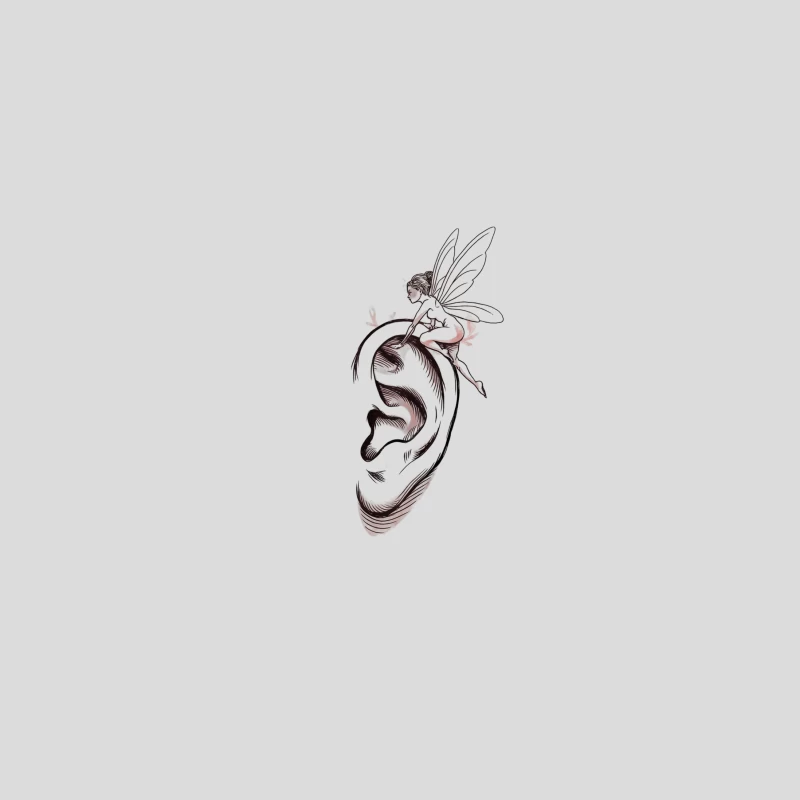 Whimsical Fairy on Ear Sketch: Fantasy Illustration Baseball Cap