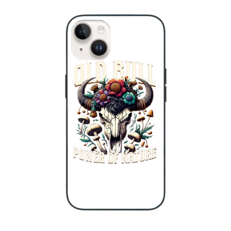 Floral Adorned Buffalo Skull: Power of Nature iPhone Case