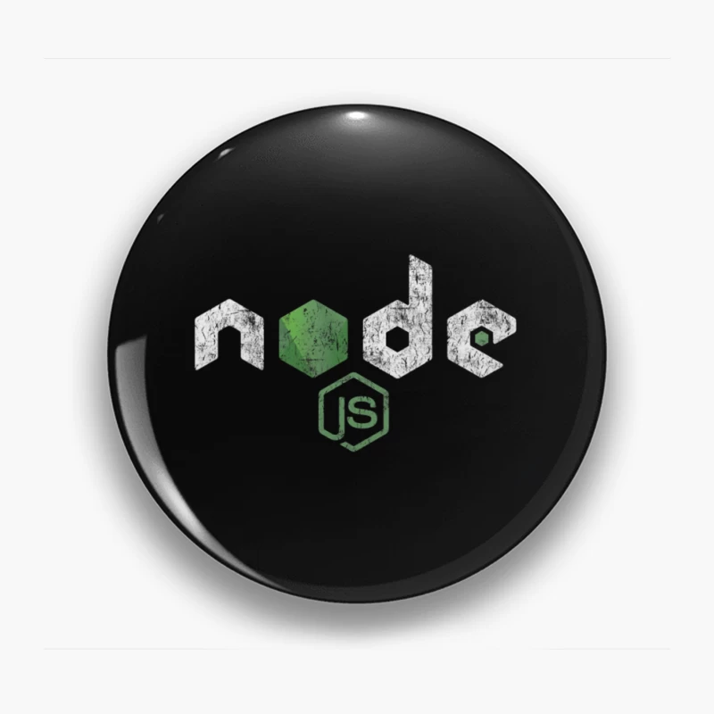 Node.js Programming Technology Logo with Distressed Effect Pin