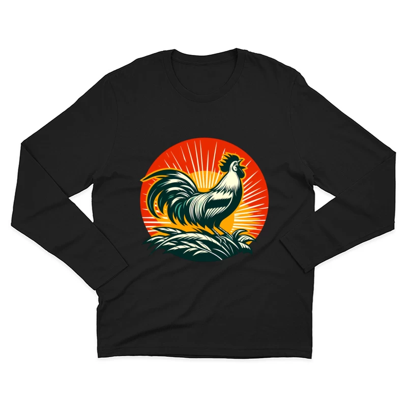 Buy Rooster Sunrise Vintage Male Long Sleeve T-Shirt