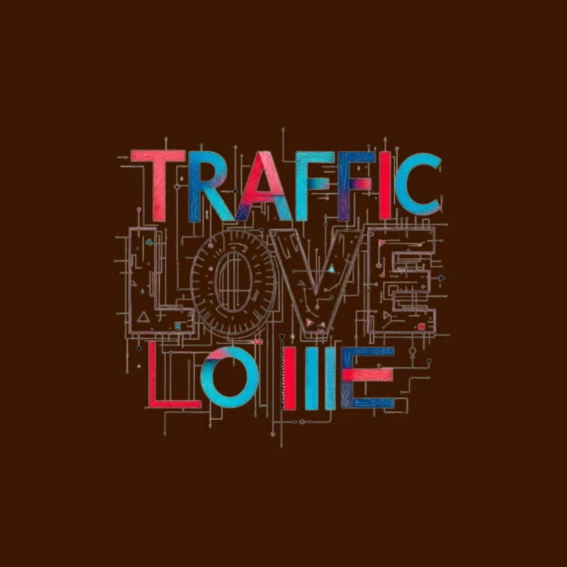 Traffic Love Typography with Technical Design Elements Mouse Pad