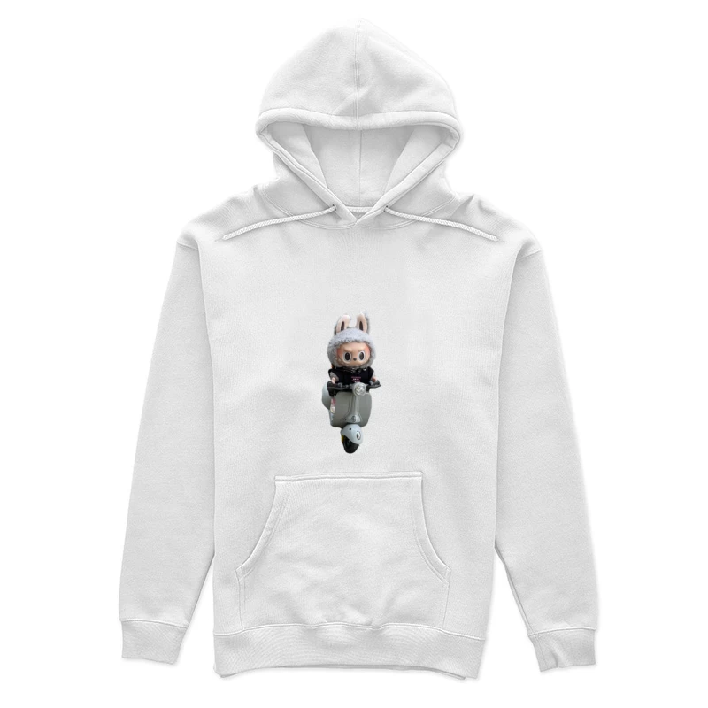 Puppe mit Hasenmütze auf Roller Damen Pullover Hoodie