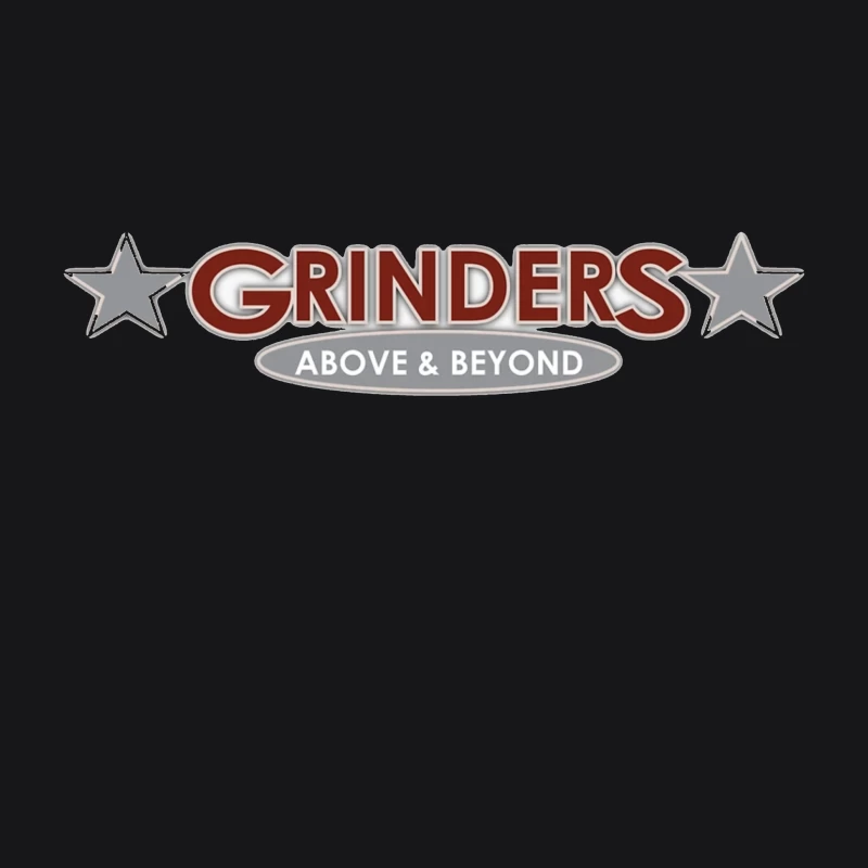 Grinders Restaurant Logo with Metallic Stars and Red Text Male Pullover Hoodie