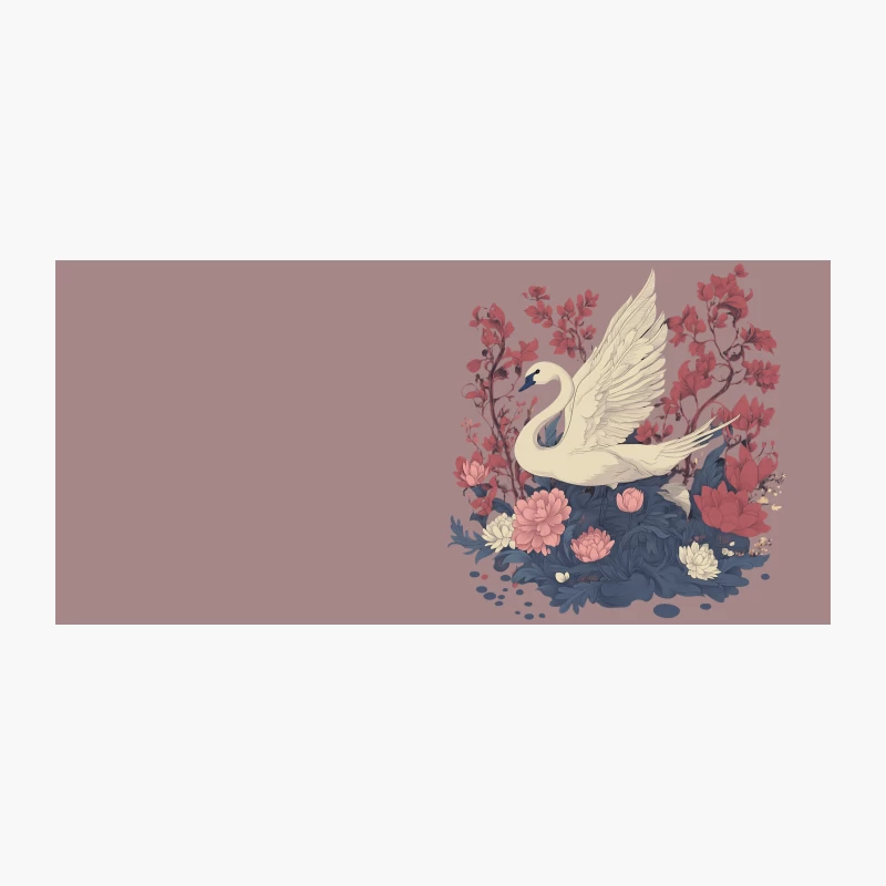 Elegant Swan Amidst Floral Botanical Illustration Coffee Mug