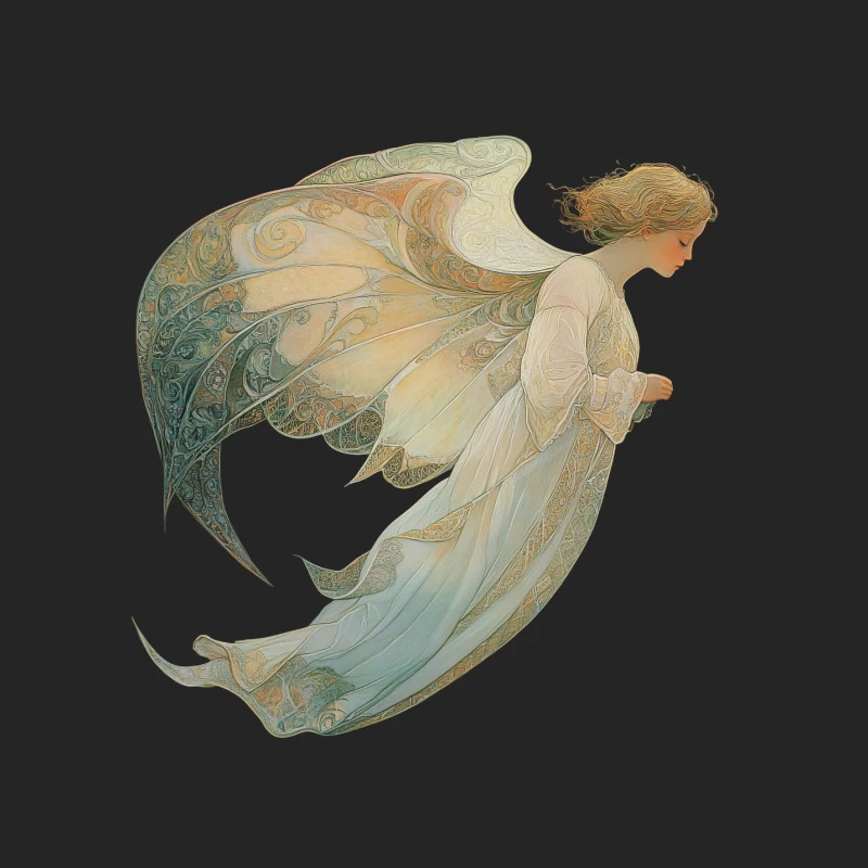 Ethereal Art Nouveau Fairy Illustration Male Pullover Sweatshirt