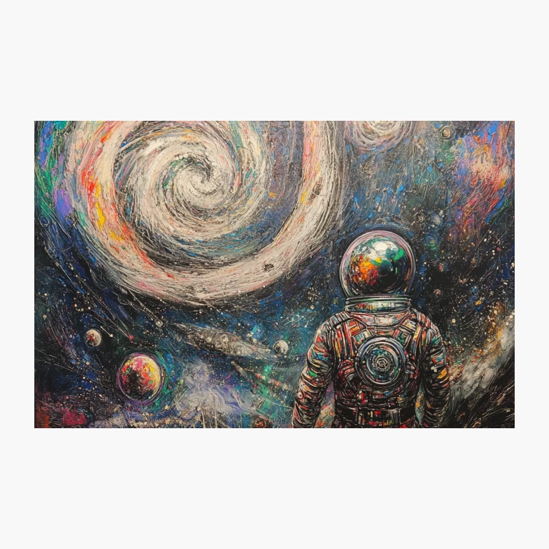 Cosmic Explorer: Astronaut's Surreal Journey Through a Colorful Galaxy Travel Mug