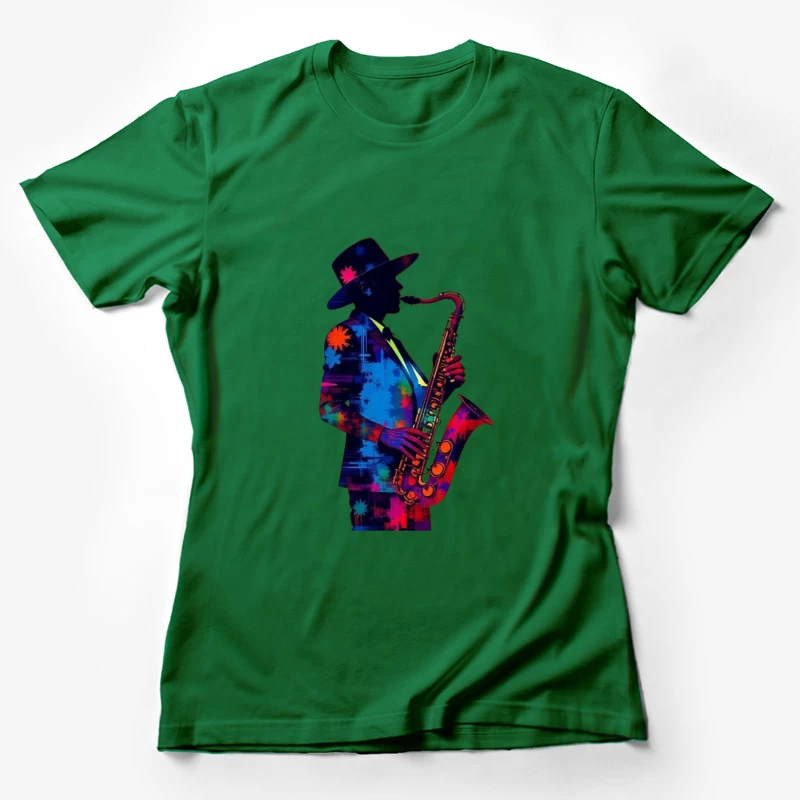 Colorful Saxophonist Silhouette Female T-Shirt