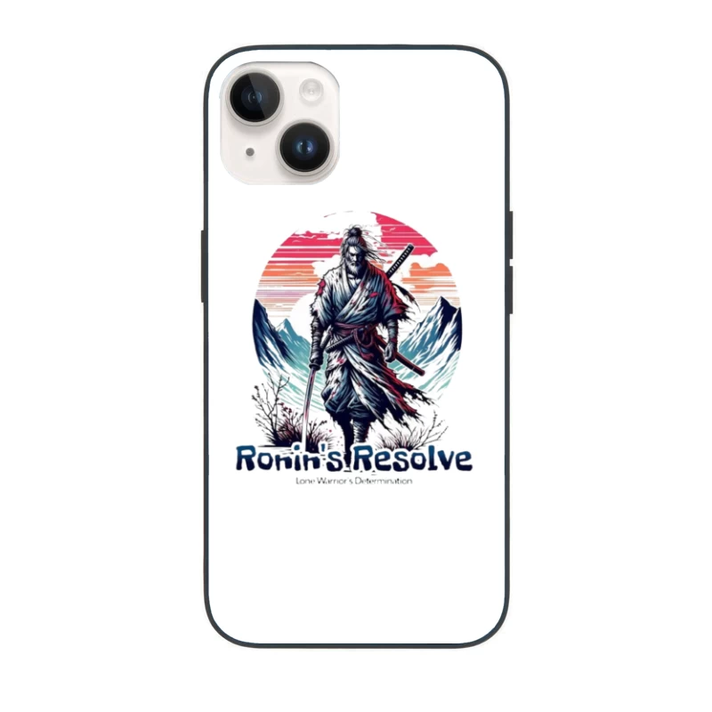 Lone Ronin's Resolve Against Mountain Sunset iPhone Case