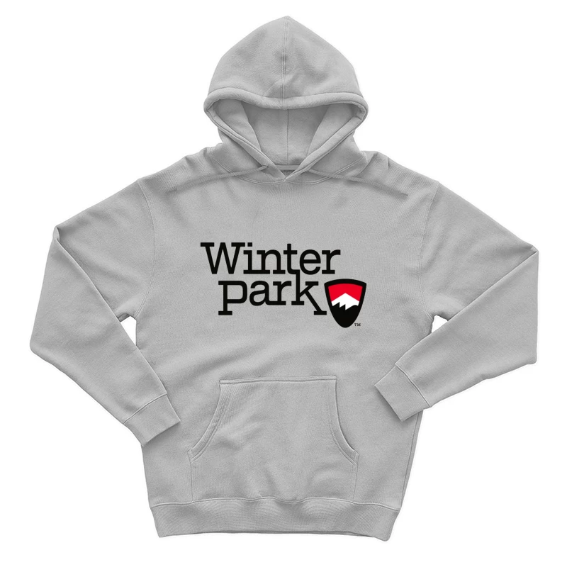 Winter Park Resort Logo with Mountain Shield Design Male Pullover Hoodie