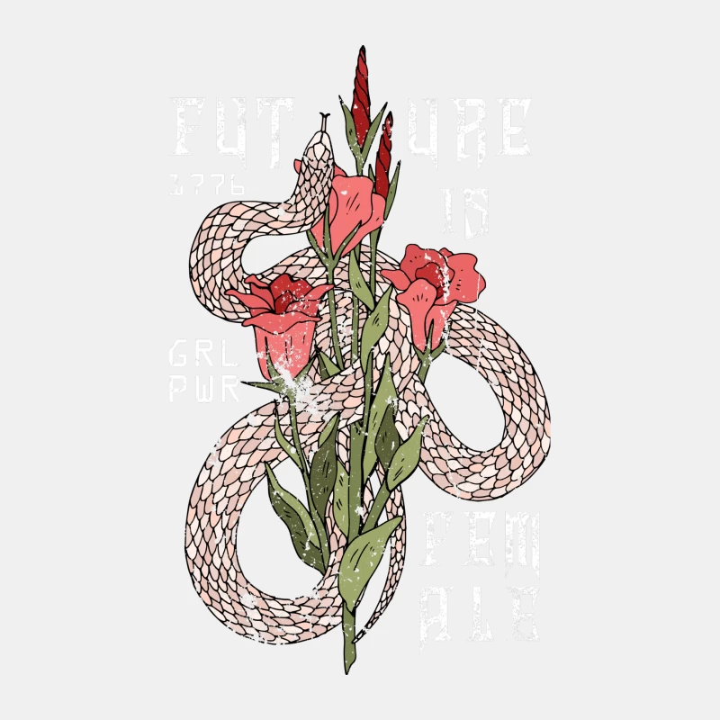 L'avenir est féminin avec serpent et fleurs Homme Débardeur