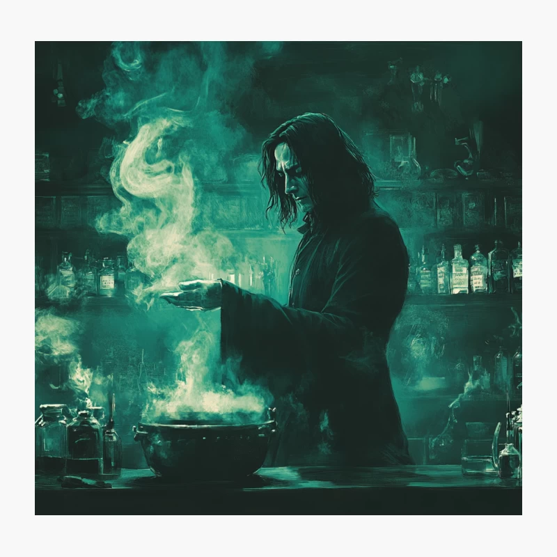 Dark Sorcerer Brewing Mysterious Potion in Magical Cauldron Throw Pillow