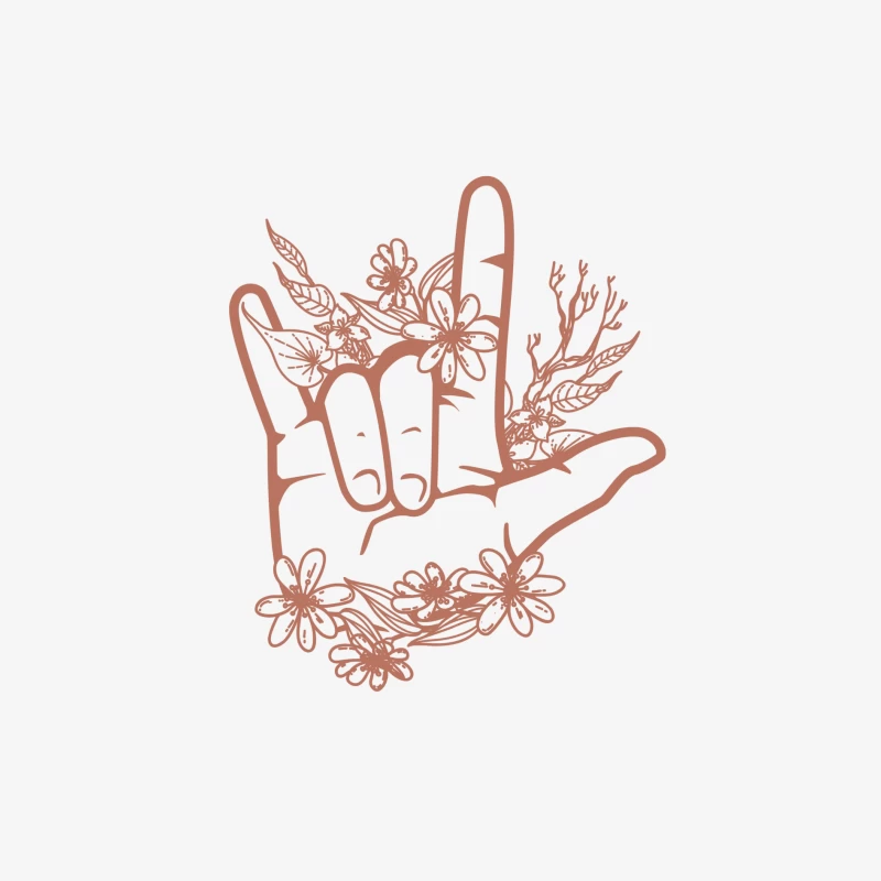 Love Handzeichen mit Blumen Herren Langarm T-Shirt