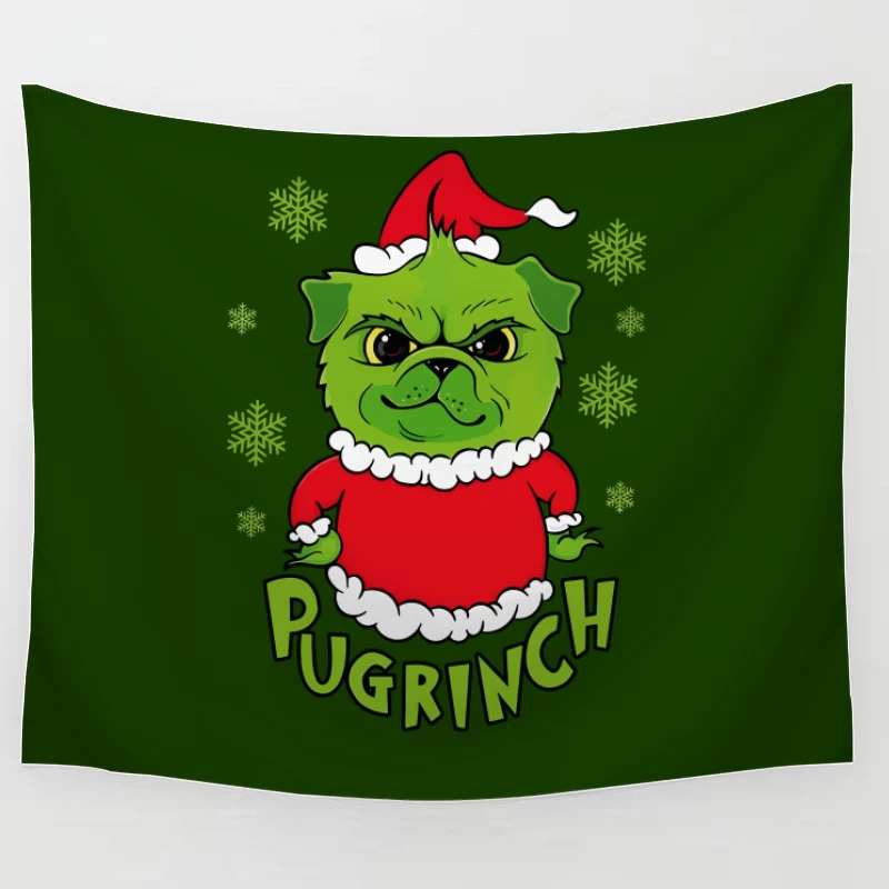 Pugrinch: Grumpy Holiday Cheer Tapestry