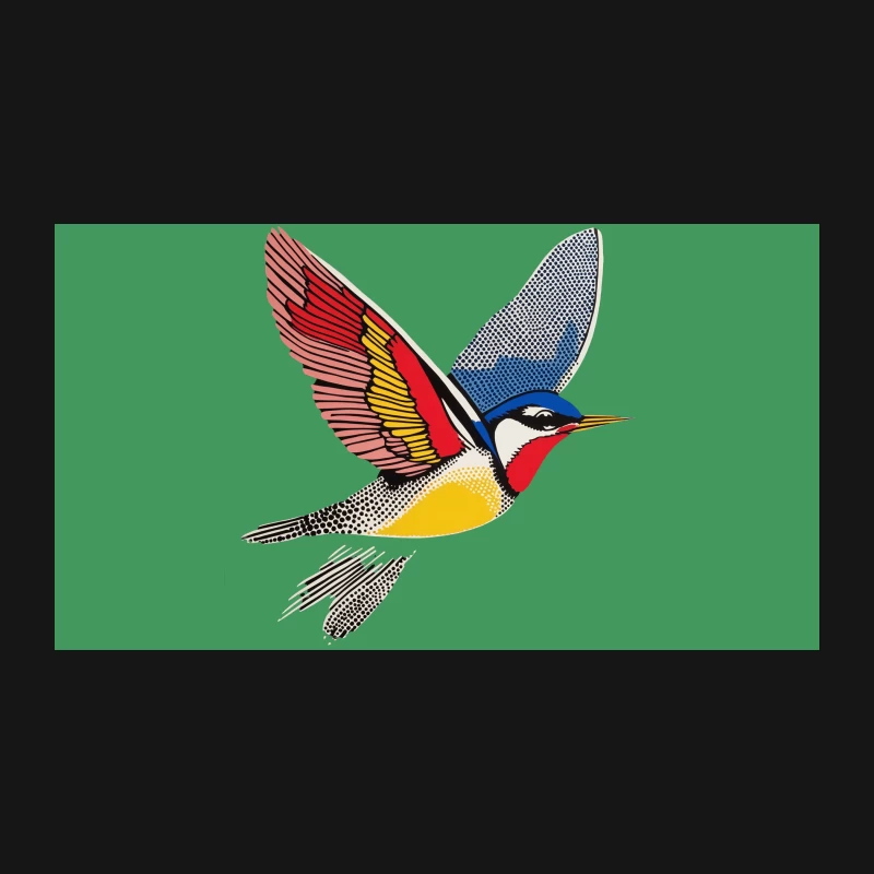 Vibrant Geometric Bird Illustration in Flight Desk Mat