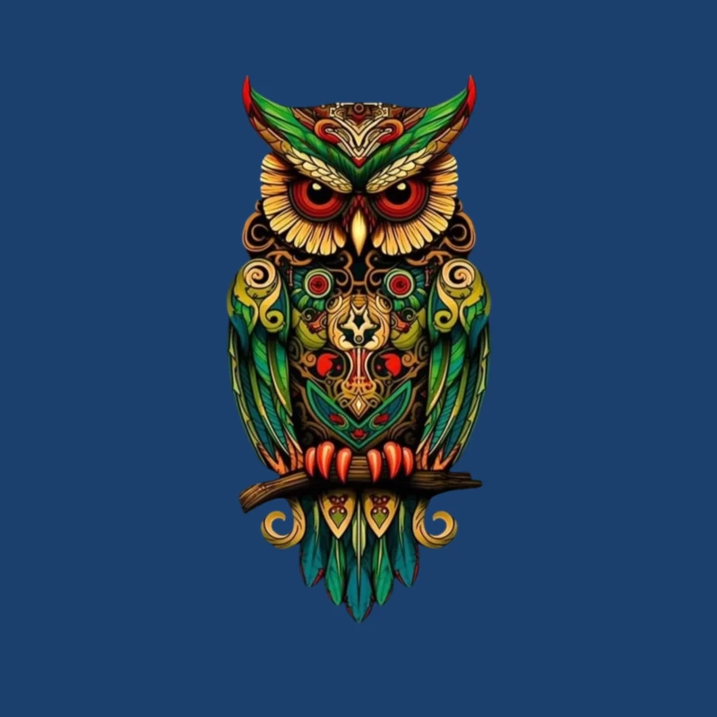 Colorful Owl Art Male Pullover Hoodie